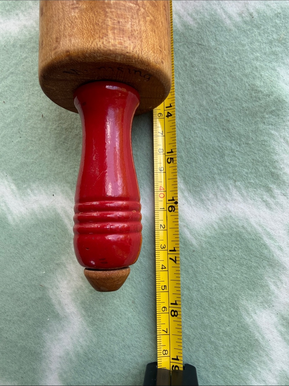 Vintage Munising Red Handle Hard Maple Wooden Rolling Pin - Excellent Condition - Picture 10 of 10